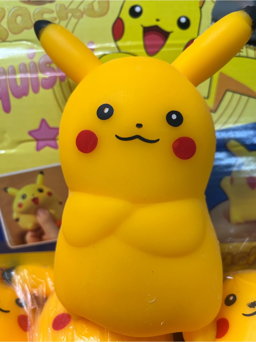 Yellow Pikachu-Style Kids Squishy Toy - Soft Stress Reliever
